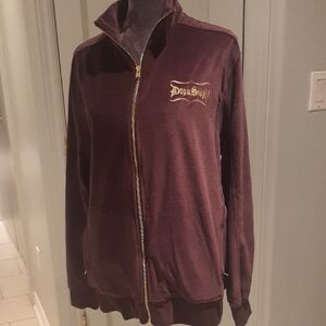 NWT🐕Doggs Supply by💨🚬Snoop Dogg CHOCOLATE BROWN VelourJacket Size L OVERSIZED